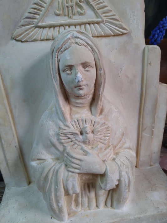Vintage Notre-Dame Sacred Heart Mary Chalkware Bust