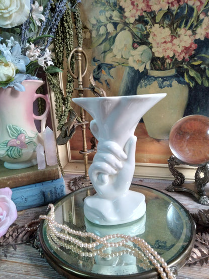 Vintage 1940s White Hand Vase