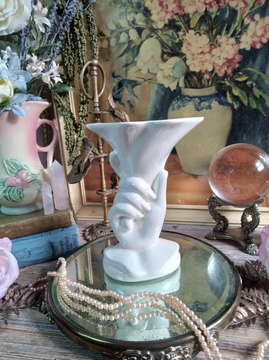Vintage 1940s White Hand Vase