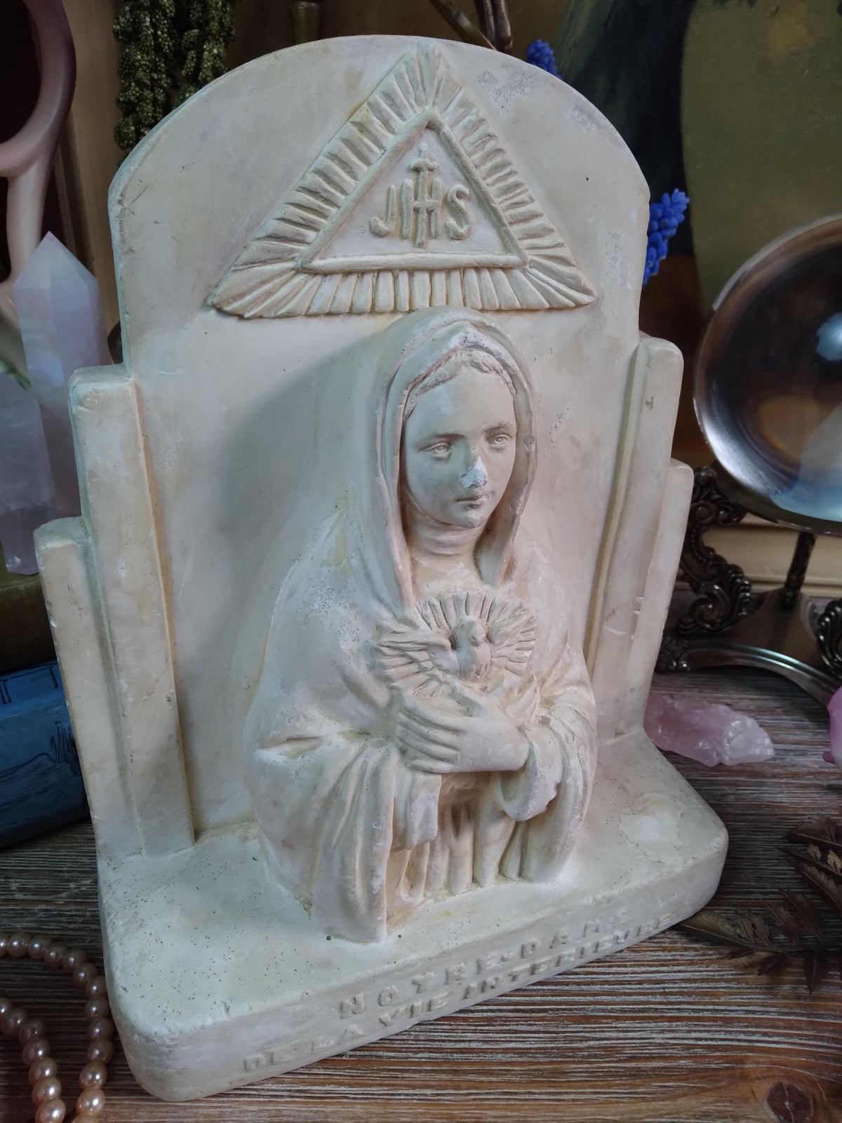 Vintage Notre-Dame Sacred Heart Mary Chalkware Bust