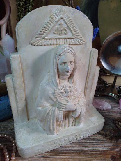 Vintage Notre-Dame Sacred Heart Mary Chalkware Bust