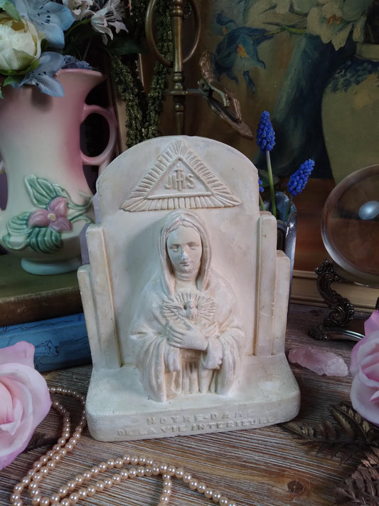 Vintage Notre-Dame Sacred Heart Mary Chalkware Bust