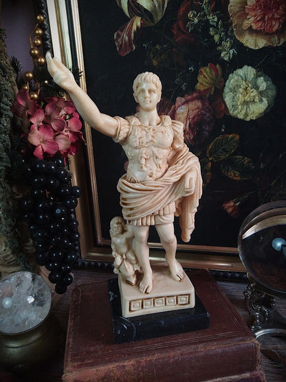 Vintage Alabaster Augustus of Prima Porta Statue