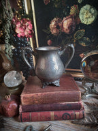 Antique Silver Engraved Footed Cauldron