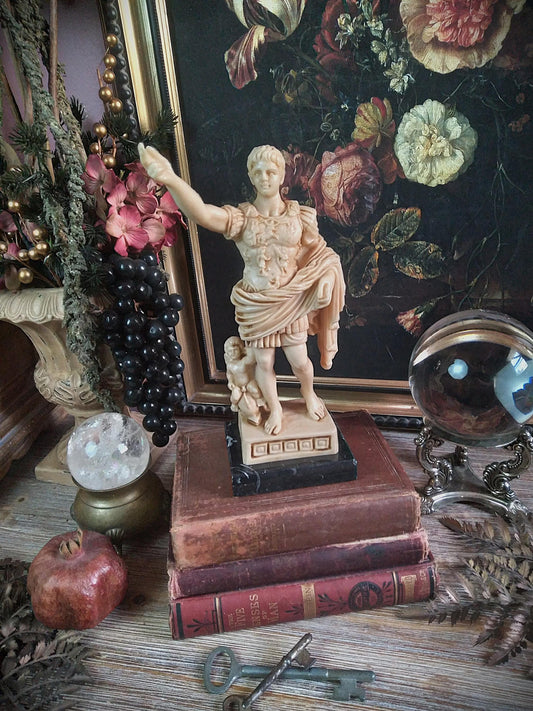 Vintage Alabaster Augustus of Prima Porta Statue