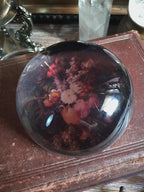 Vintage Dark Floral Magnifying Dome Paperweight