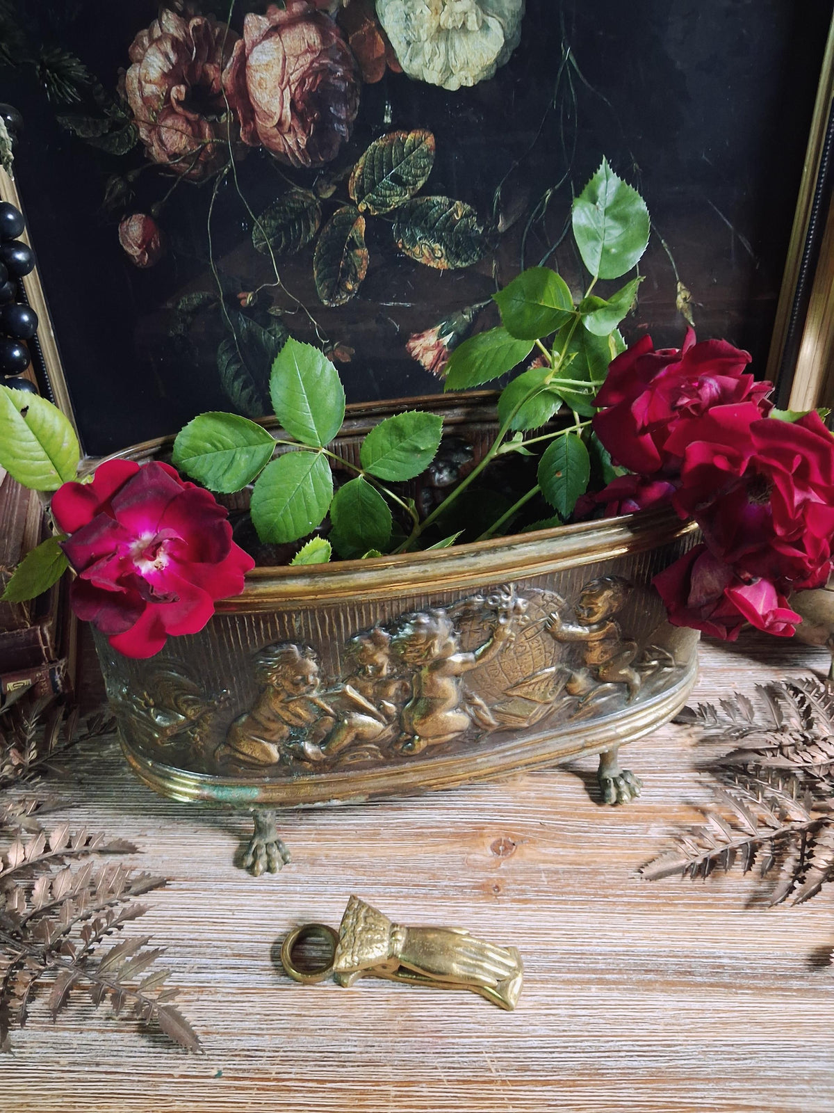 Vintage Lion-Footed Cherub Jardinière