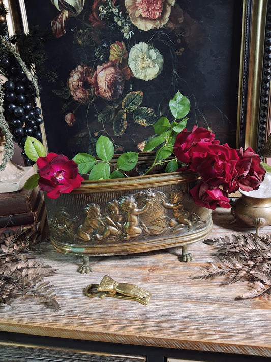 Vintage Lion-Footed Cherub Jardinière