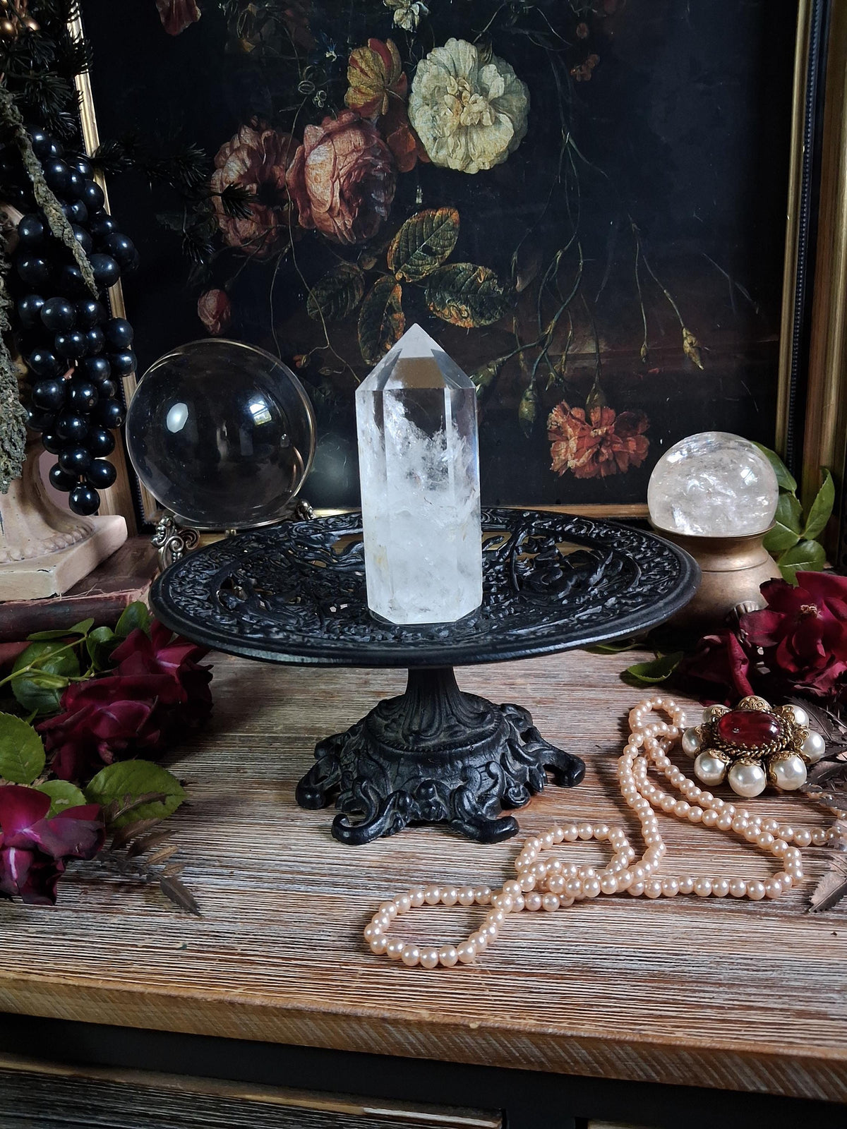 Vintage Baroque Sea Goddess Pedestal Stand