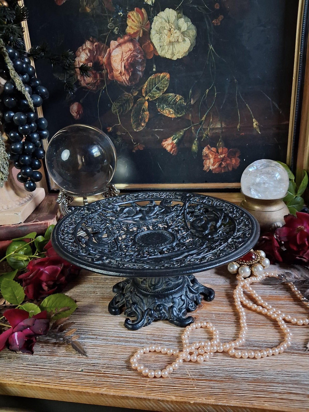 Vintage Baroque Sea Goddess Pedestal Stand