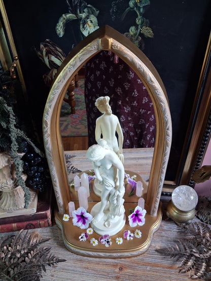 Vintage Gold Gothic Arched Mirror Shelf