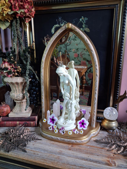 Vintage Gold Gothic Arched Mirror Shelf