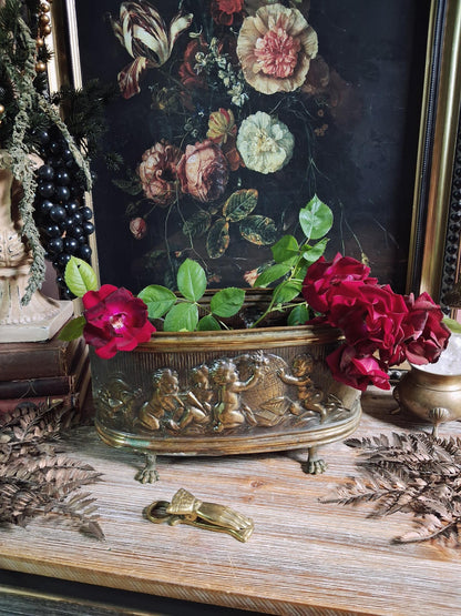 Vintage Lion-Footed Cherub Jardinière